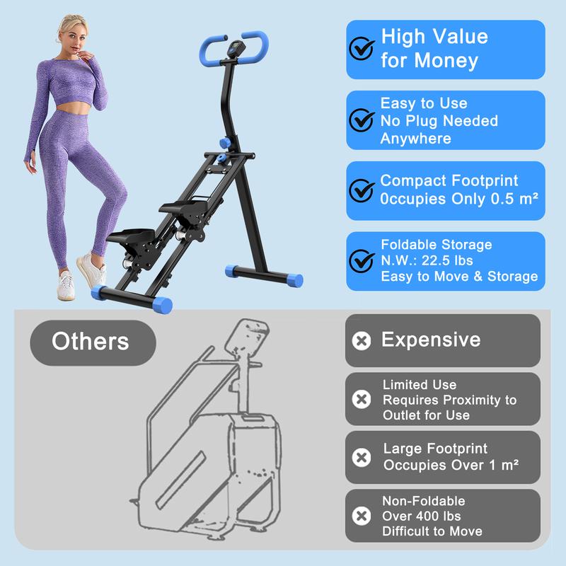 Stair Stepper for Home Exercise Vertical Climber Exercise Machine Steppers for Exercise at Home Compact Folding Cardio Exercise Climber Adjustable Tilt&Handlebar