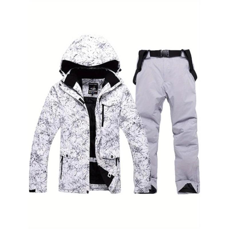 2 PCs Women Ski Jacket and Pants Suit Windproof Waterproof Warm Snowsuit Winter Fashion Loose Adjustable Tear-Proof Snowboard Snowsuit and Pants