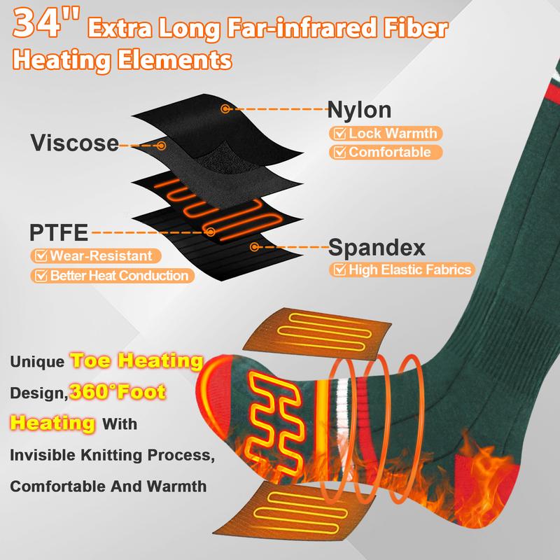 Electric Heated Socks, Rechargeable Heating Socks with 6000mAh *2 Battery, Smart Foot Warmer Thermal Socks Heater for Winter Outdoor Activities