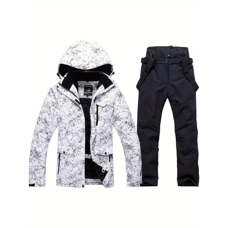 2 PCs Women Ski Jacket and Pants Suit Windproof Waterproof Warm Snowsuit Winter Fashion Loose Adjustable Tear-Proof Snowboard Snowsuit and Pants