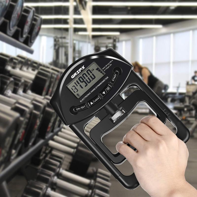 GRI Digital Hand-held Dynamometer Grip Strength Measurement Meter Auto Capturing Electronic Hand Grip Power 198Lbs   90Kgs