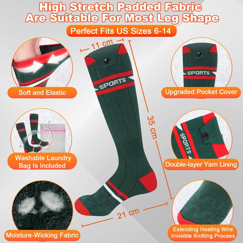 Electric Heated Socks, Rechargeable Heating Socks with 6000mAh *2 Battery, Smart Foot Warmer Thermal Socks Heater for Winter Outdoor Activities