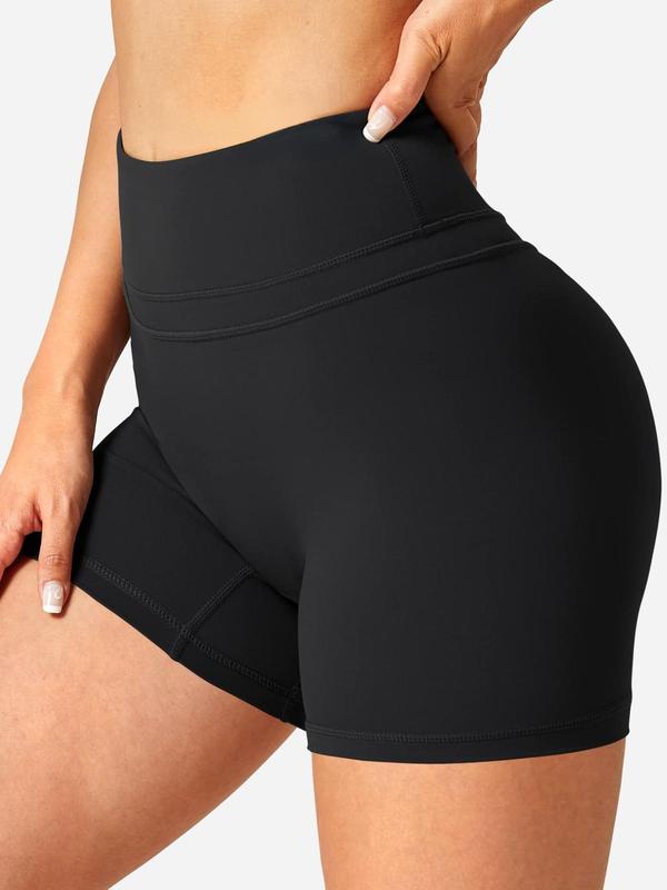 Women's Plain High Waist Sports Short Leggings, Summer Clothes Women, Gym Shorts, Sporty Breathable Comfy Stretchy Seamless Skinny Shorts for Gym Yoga Workout Fitness