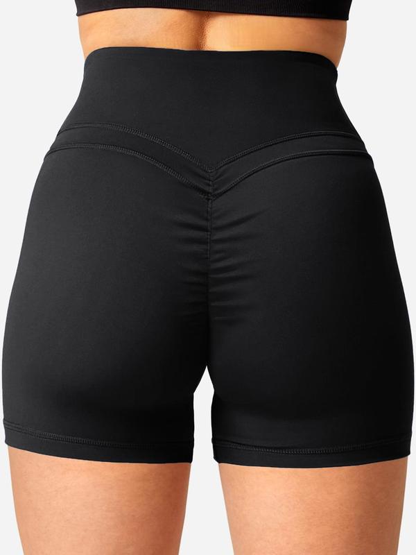 Women's Plain High Waist Sports Short Leggings, Summer Clothes Women, Gym Shorts, Sporty Breathable Comfy Stretchy Seamless Skinny Shorts for Gym Yoga Workout Fitness