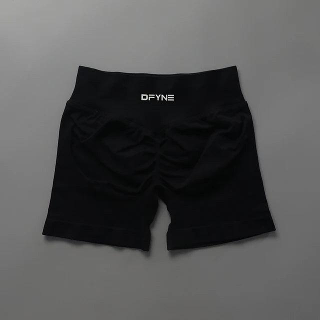 Dfyne Impact Shorts 4.5'', Low Ribbed Band Yoga Pants, Seamless Scrunch Bum Workout Gym Shorts, Booty Stretch Running Waist Breathable Shorts