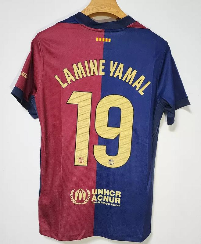 2024-2025 Barce No.19 Yamal Football Jersey Fans Version Breathable Short Sleeved Soccer Jersey