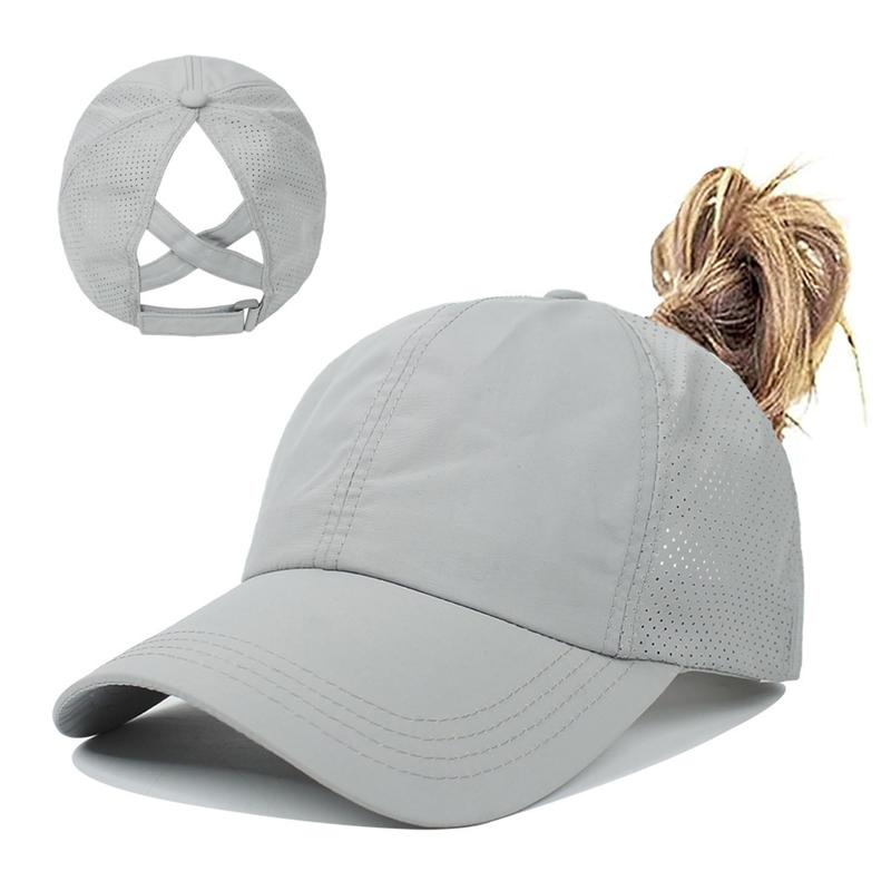 Women's Sporty Ponytail Baseball Cap - Stylish Criss Cross Design, Adjustable Fit for High Messy Bun, Quick Drying Fabric Hat