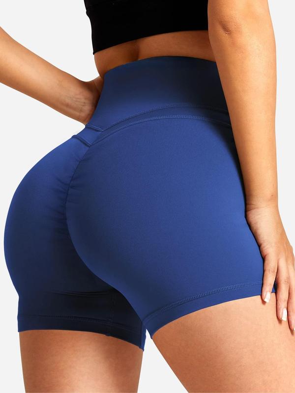 Women's Plain High Waist Sports Short Leggings, Summer Clothes Women, Gym Shorts, Sporty Breathable Comfy Stretchy Seamless Skinny Shorts for Gym Yoga Workout Fitness