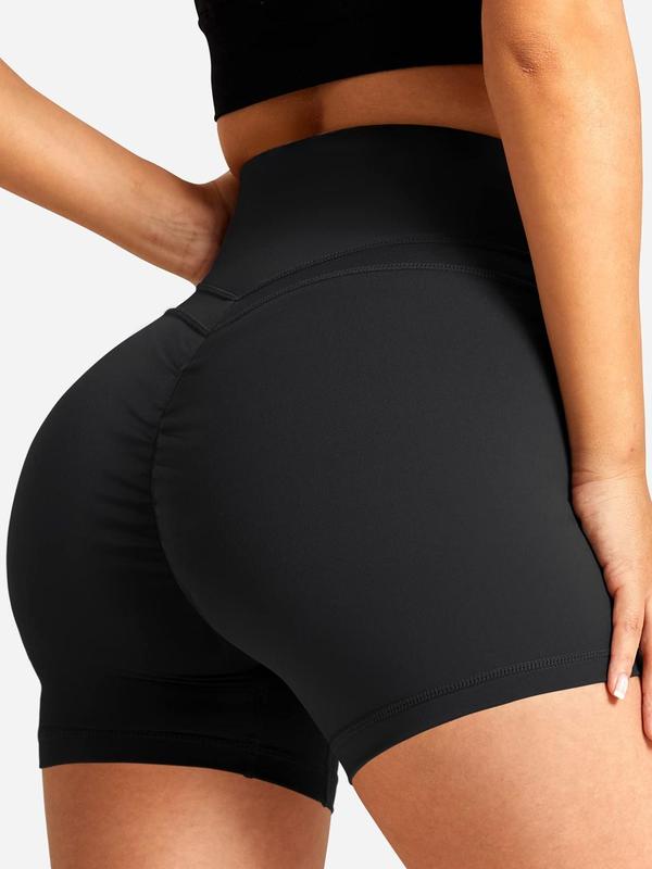 Women's Plain High Waist Sports Short Leggings, Summer Clothes Women, Gym Shorts, Sporty Breathable Comfy Stretchy Seamless Skinny Shorts for Gym Yoga Workout Fitness