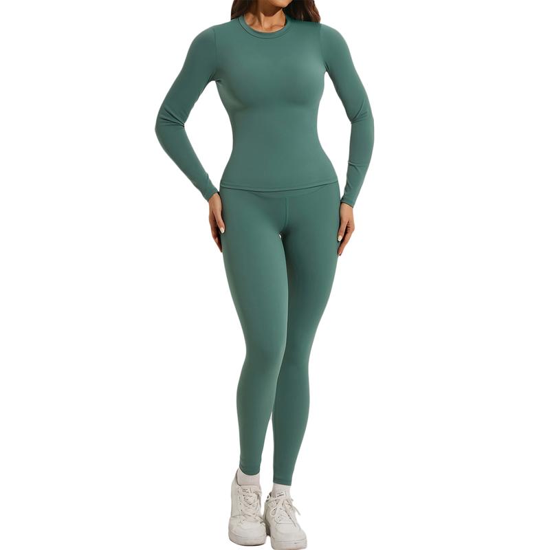 Women Skinny Yoga Jumpsuits, Workout Ribbed Bodysuit, Long Sleeve Sport Jumpsuit, Solid Slim Fit Ladies Fall Romper