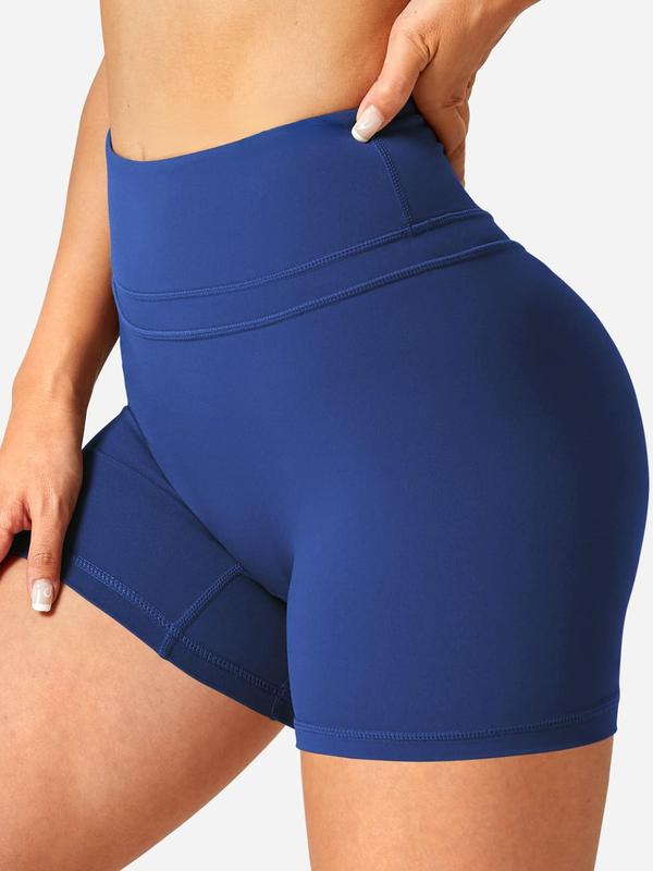 Women's Plain High Waist Sports Short Leggings, Summer Clothes Women, Gym Shorts, Sporty Breathable Comfy Stretchy Seamless Skinny Shorts for Gym Yoga Workout Fitness