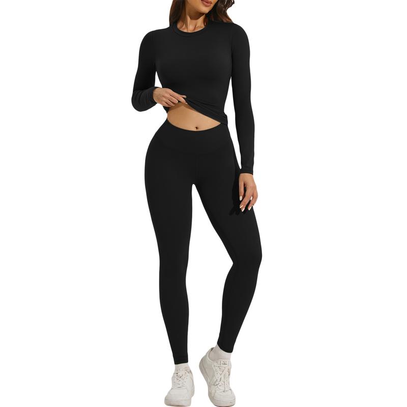 Women Skinny Yoga Jumpsuits, Workout Ribbed Bodysuit, Long Sleeve Sport Jumpsuit, Solid Slim Fit Ladies Fall Romper