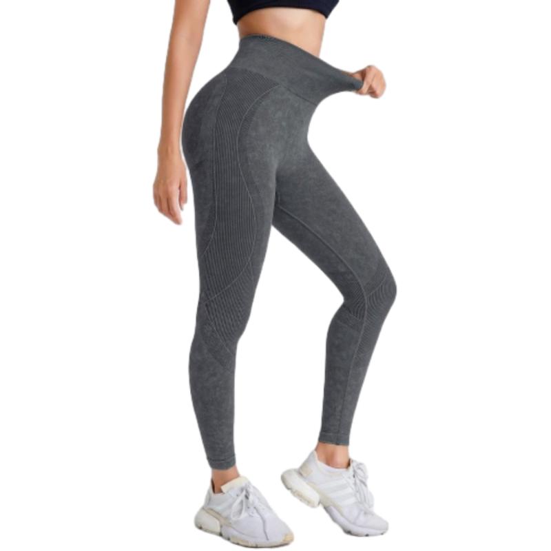 Women's Solid High Waist Sports Tummy Control Leggings - High Stretch Seamless Yoga Leggings for Indoor and Outdoor Wear in Fall