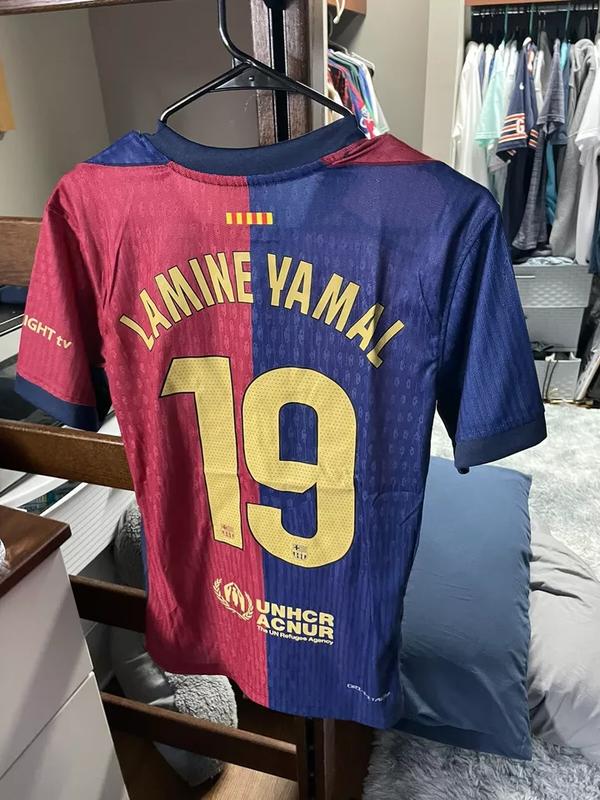 2024-2025 Barce No.19 Yamal Football Jersey Fans Version Breathable Short Sleeved Soccer Jersey