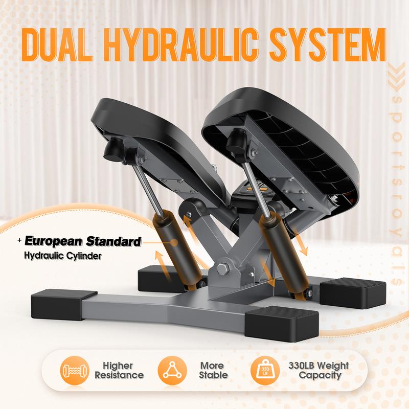 Sportsroyals Stair Stepper for Exercises-Twist Stepper up&down Mini Stepper with Resistance Bands and 330lbs Weight Capacity for Home and Office use