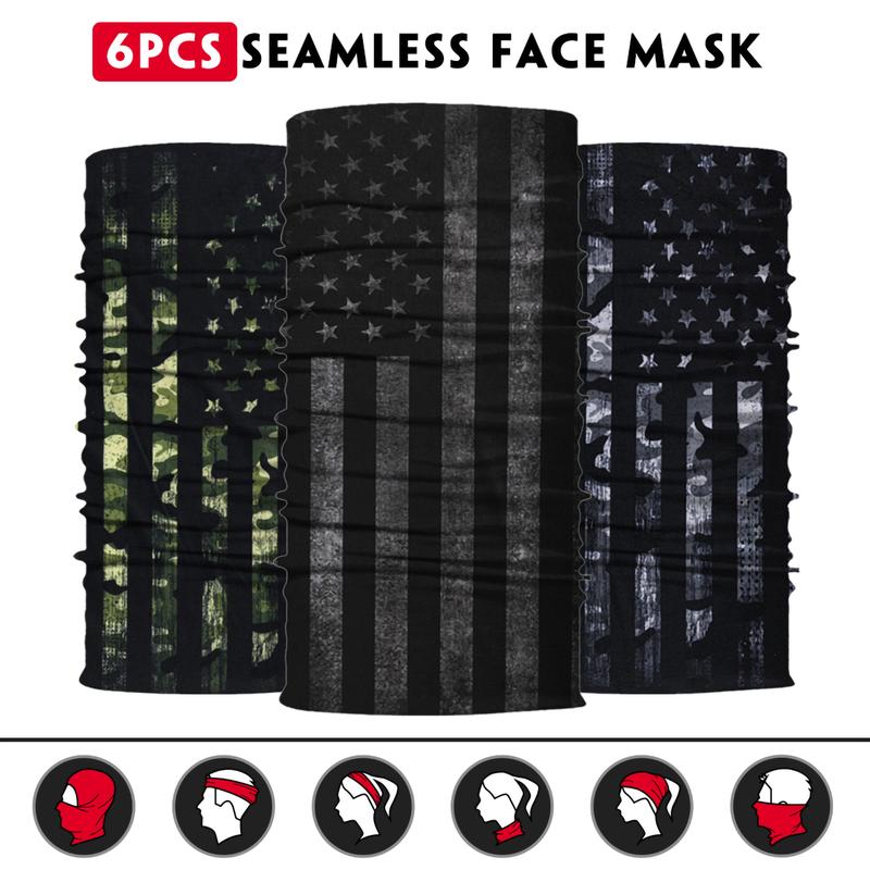 Neck Gaiter Face Mask Men Women,Seamless Bandana Rave Face Cover Scarf Mask,Balaclava,Headband, Head Wrap,Headwear 6pcs