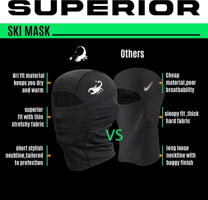 True Elite Adult Ski Mask Hyperwarm Hood Balaclava Balaclava Full Face, Lightweight, Windproof & Moisture Wicking Performance Black