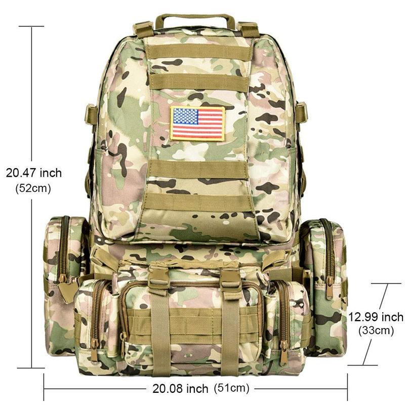 Tactical Backpack Military Army Rucksack 60L Large Assault Pack Detachable Molle Bag