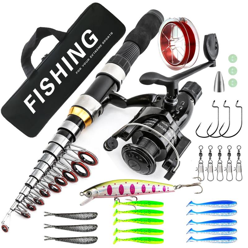 Professional Fishing Reel & Rod Set, 1 Set Fishing Rod Reel Combo, Anti-entanglement Design All-in-one Fishing Gear Fishing Rod Kit with Accessories & Storage Bag, Outdoor Fishing Equipment, Fishing Stuff, Fishing Lures, Fishing Tackle Kit