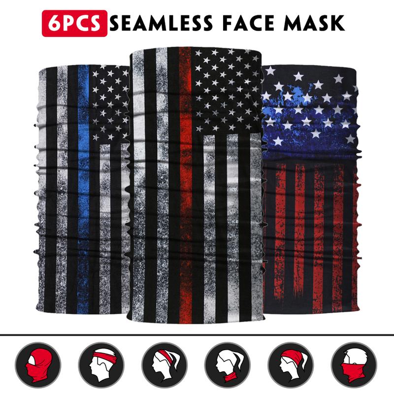 Neck Gaiter Face Mask Men Women,Seamless Bandana Rave Face Cover Scarf Mask,Balaclava,Headband, Head Wrap,Headwear 6pcs