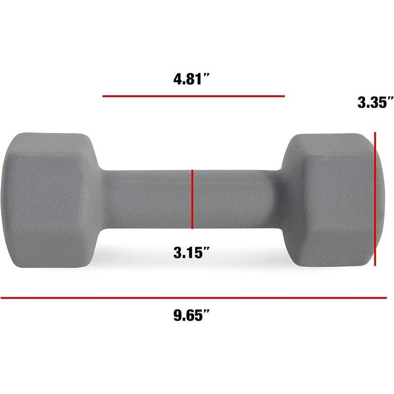 2Pcs 10LB Barbell Neoprene Coated Hex Dumbbell Weights Gray