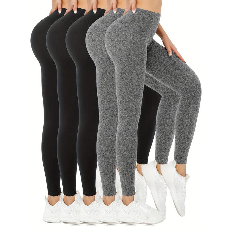 5-Pack Super Soft High Waisted Leggings for Women - Tummy Control, Non-See-Through, Stretch Yoga Running Pants, Casual Athletic Workout Leggings for Fall & Winter