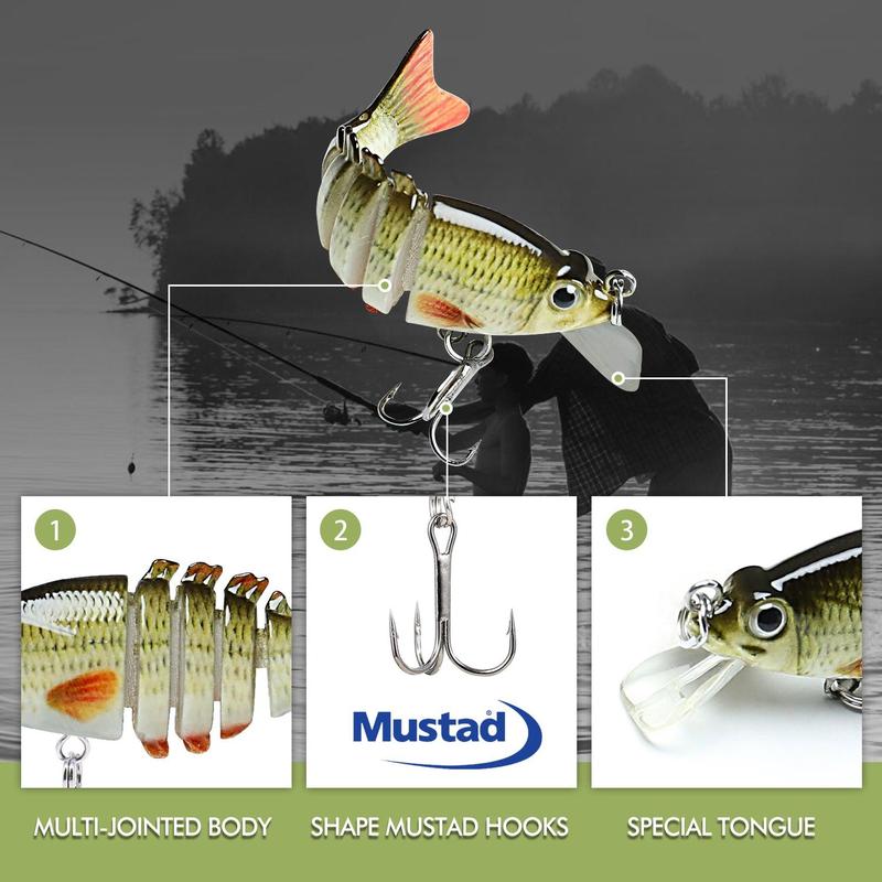 Truscend 2'' Micro Jointed Swimbait in Freshwater, Lifelike Tilapia Swimbait For Crappie Bass Trout, Top Stream Fishing Lures With Bill, Amazing Christmas Fishing Gifts For Men, Tiny Fishing Lures With Hand-Painting Craftsmanship