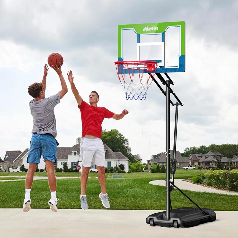 Basketball Hoop,4.9-8.5 Ft Adjustable,Pool Basketball Hoop Outdoor,33 Inch Shatterproof Backboard,Portable Basketball Hoops Goals for Kids Teenagers Youth in Backyard Driveway Indoor