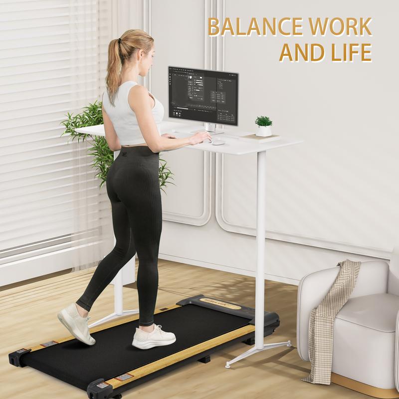 Walking Pad, wooden 2 in 1 Under Desk Treadmill  with Remote Control, LED Display for Small Spaces, Portable Walking Machine for Home Office with wheels