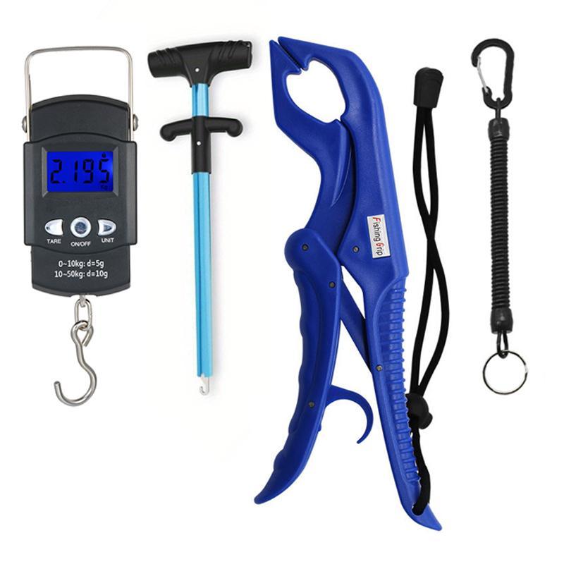 Summer Fishing Accessories Kit, 1 Handheld Digital Fish Scale & 1 Floating Fish Gripper & 1 Fishing Lanyard & 1 Fish Hook Remover Combo Kit