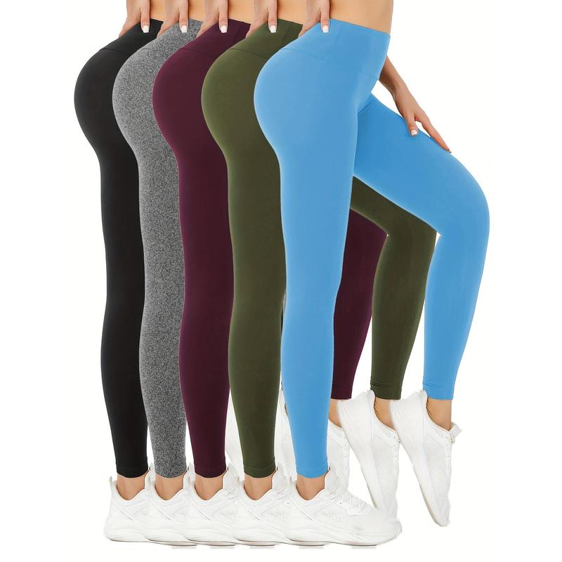 5-Pack Super Soft High Waisted Leggings for Women - Tummy Control, Non-See-Through, Stretch Yoga Running Pants, Casual Athletic Workout Leggings for Fall & Winter