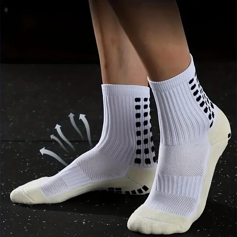 3 6 10 Pairs Soccer Socks, Breathable Cushioned With Non-Slip Silicone Grips, Mid-Calf Professional Training, For Outdoor Sports, Football Matches, Fitness Workouts