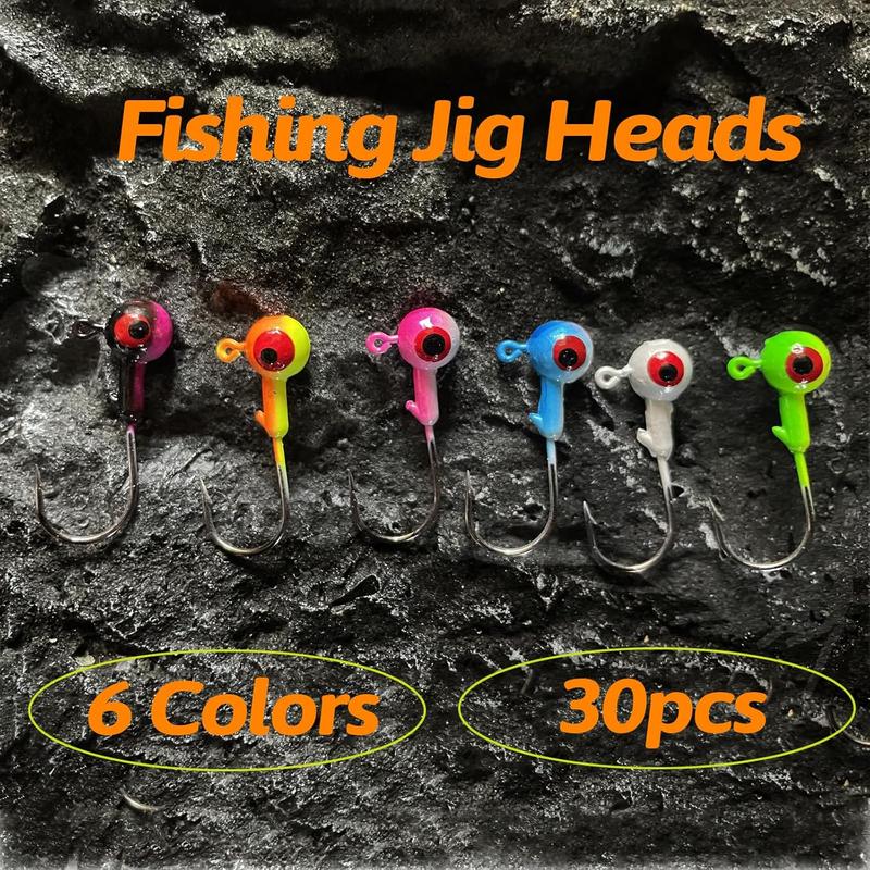 Round Crappie Jig Heads for Fishing,Fishing Lures Ball Heads,30 Swimbait Jig Heads for Bass Trout Walleye Striper Freshwater Saltwater 1 16oz 1 8oz 3 16oz