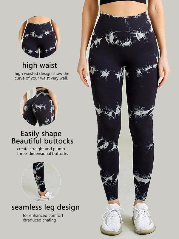 Tie-Dye Scrunch Booty Leggings – High Waist Seamless Gym Pants - 3 pairs