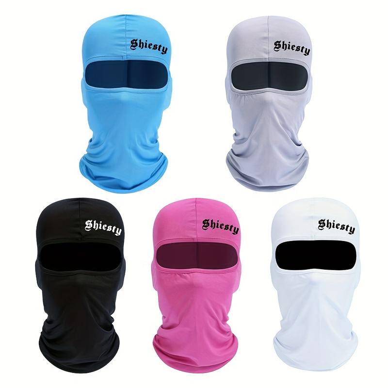 5pcs Shiesty Letter Print Balaclava - Cooling Face Mask & UV Protector Neck Gaiter for Men Women Summer Motorcycle Ski Scarf