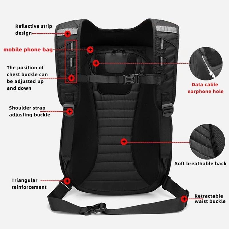 Motorcycle Backpack Hard Shell Carbon Fiber Pattern Waterproof Back Pack Saddlebags Riding Hardshell Storage for Men Motorcycle Accessories