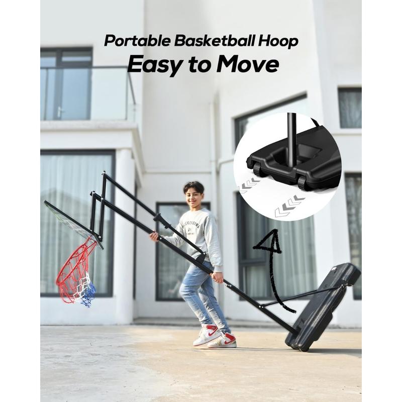 Basketball Hoop,4.9-8.5 Ft Adjustable,Pool Basketball Hoop Outdoor,33 Inch Shatterproof Backboard,Portable Basketball Hoops Goals for Kids Teenagers Youth in Backyard Driveway Indoor