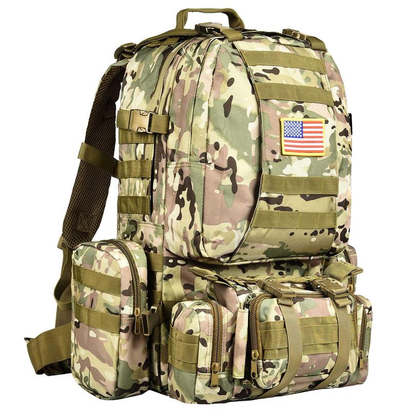 Tactical Backpack Military Army Rucksack 60L Large Assault Pack Detachable Molle Bag