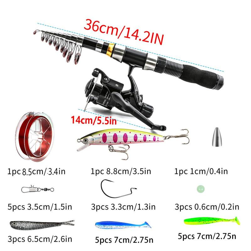 Professional Fishing Reel & Rod Set, 1 Set Fishing Rod Reel Combo, Anti-entanglement Design All-in-one Fishing Gear Fishing Rod Kit with Accessories & Storage Bag, Outdoor Fishing Equipment, Fishing Stuff, Fishing Lures, Fishing Tackle Kit