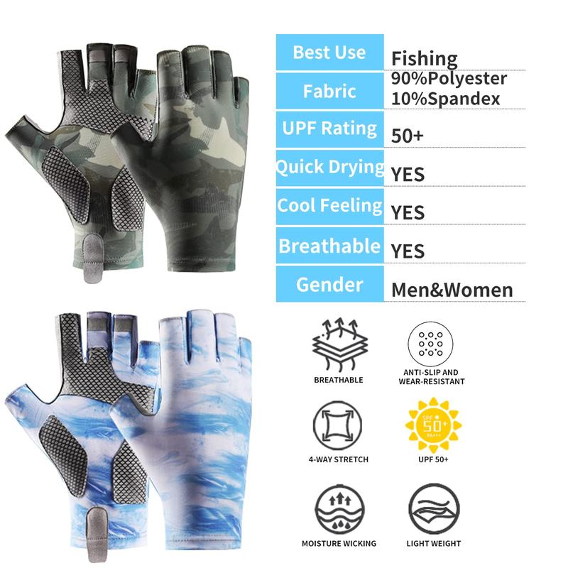 UV Protection Fingerless Fishing Gloves, 1 Pair Comfort Outdoor Fishing Gloves, Sports & Outdoor Accessories for Men & Women