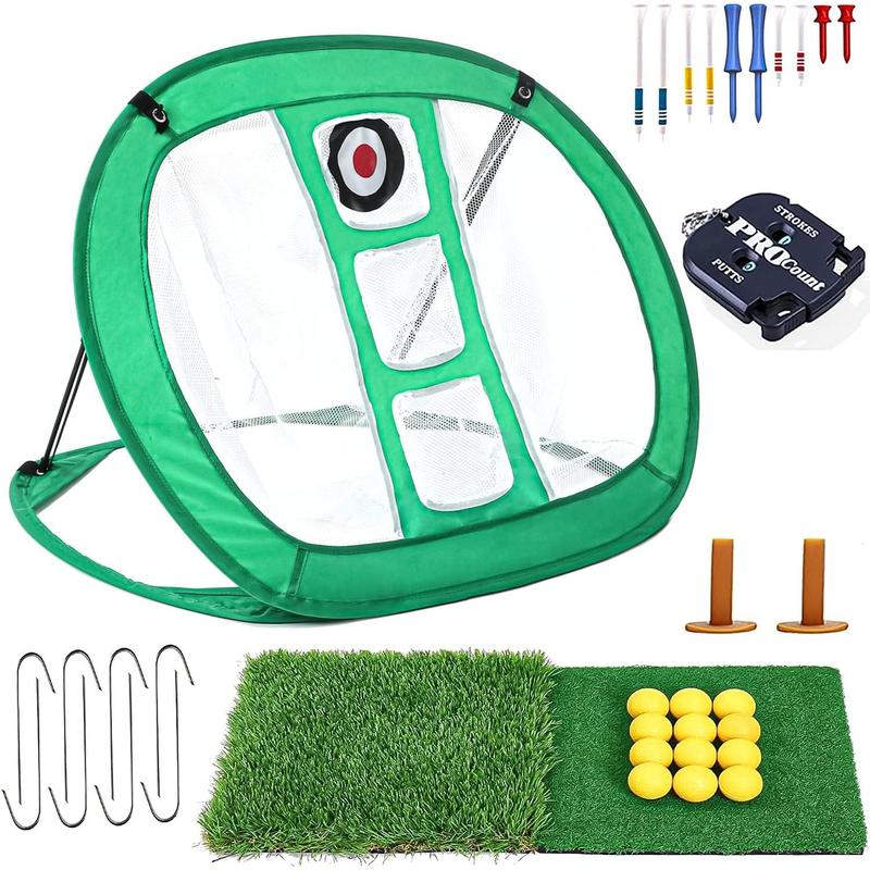 Pop Up Golf Chipping Net, Indoor Outdoor Golf Practice Net with 12  Balls, Hitting Mat and Golf Tee Combo, Golfing Target Net for Accuracy and Swing Practice