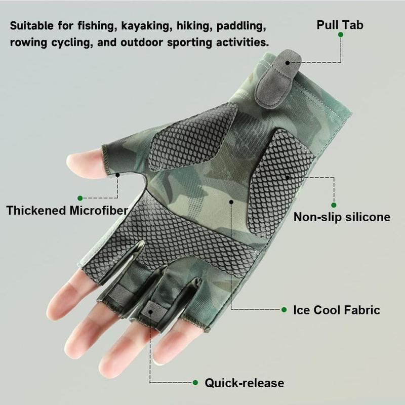 UV Protection Fingerless Fishing Gloves, 1 Pair Comfort Outdoor Fishing Gloves, Sports & Outdoor Accessories for Men & Women