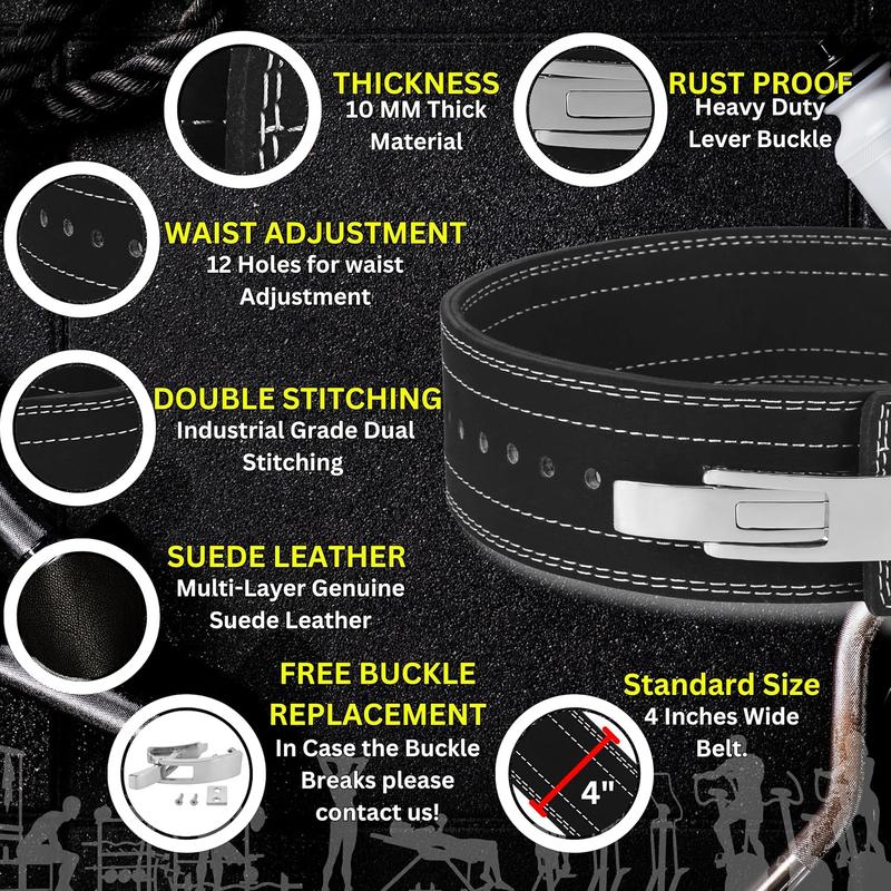 Powerlifting Belts Lever Belt For Men and Women 10mm IPF Thick Leather Weight Lifting Belt Ideal for Gym Belts  Weightlifting and Bodybuilding Squats and Deadlifts