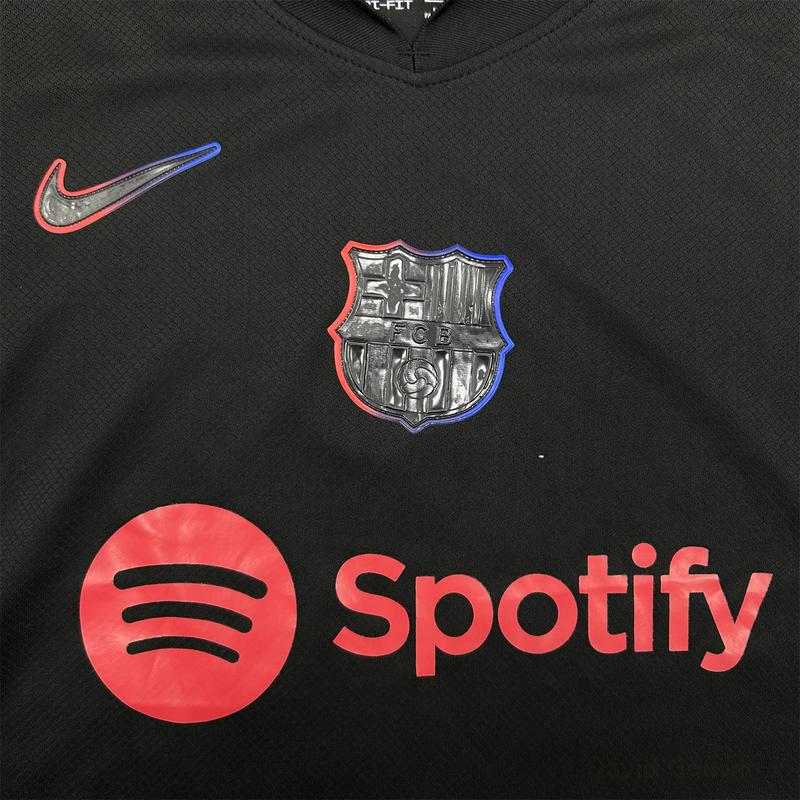 NIKE 24 25 FC Barcelona Soccer Jersey Away Short Sleeve Black Jersey