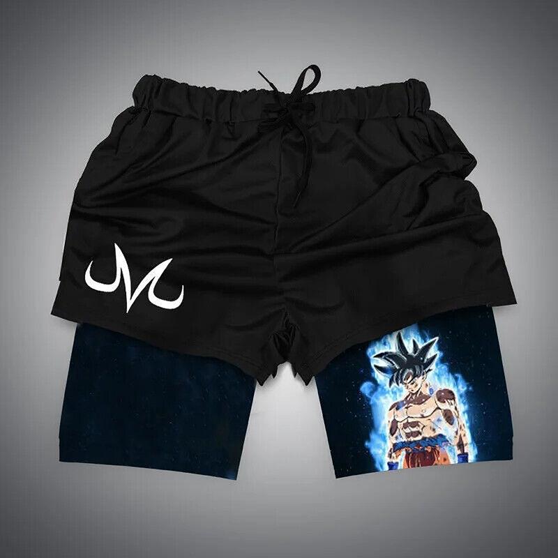 2024 New Dragon Ball Son Goku Shorts Anime Men Double Layer Sports Short Pants Cartoon Sportswear Jogger Breathable Beach Pants