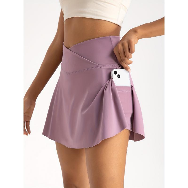 2-in-1 Quick-Dry Women's High-Waist Athletic Skirt Shorts, Tennis Skort with Pockets for Yoga Gym Running Sports Fitness Activewear