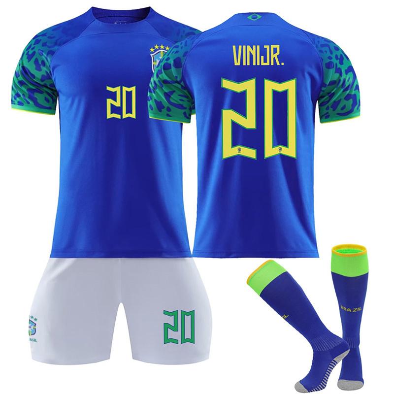 22-23 Brazil Soccer Team Fan Away Jersey 3 Pieces Set, Unisex Printed Soccer Jersey Shorts Socks Set soccer jerseys