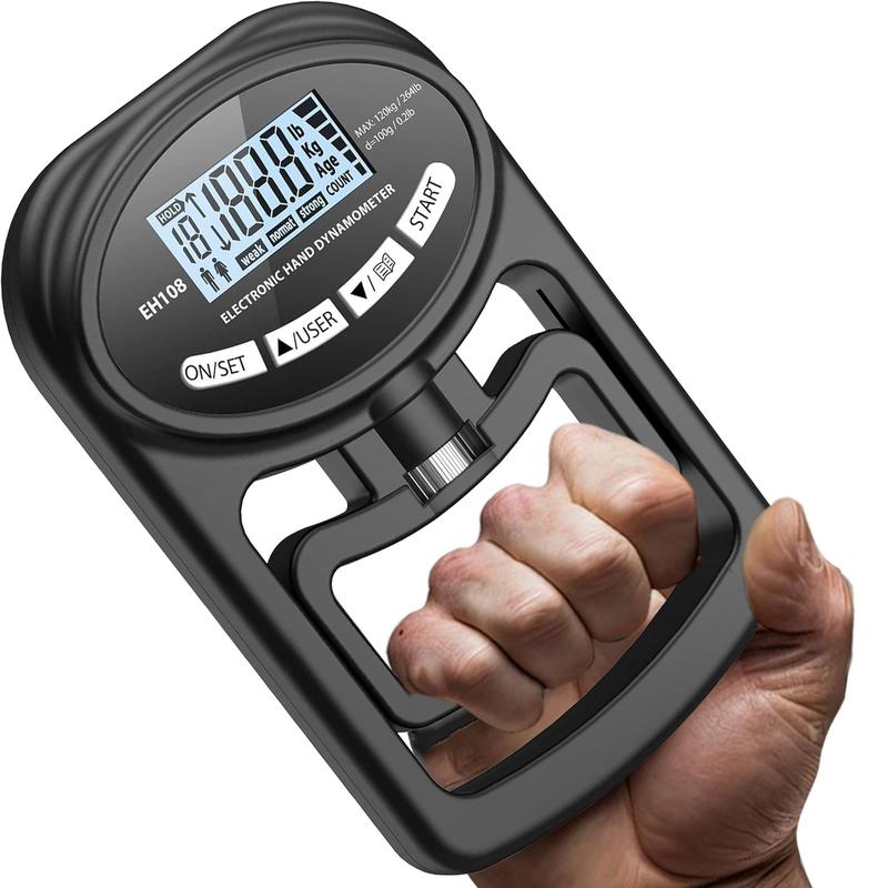 Hand Dynamometer Grip Strength Trainer - Electronic Hand Grip Strength Tester Grip Strengthener Hand Exerciser Meter Digital Hand Grip Training Gauge 265 Lbs : 120 Kgs for Sport Home School Use