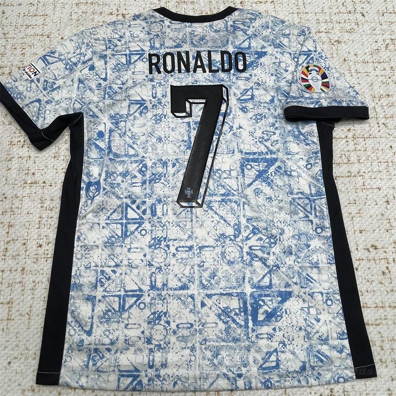 Euro 2024 Portugal Away Cristiano Ronaldo No.7 Short Sleeve soccer Jersey