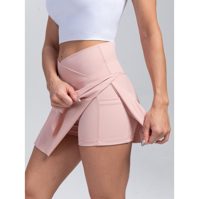 2-in-1 Quick-Dry Women's High-Waist Athletic Skirt Shorts, Tennis Skort with Pockets for Yoga Gym Running Sports Fitness Activewear